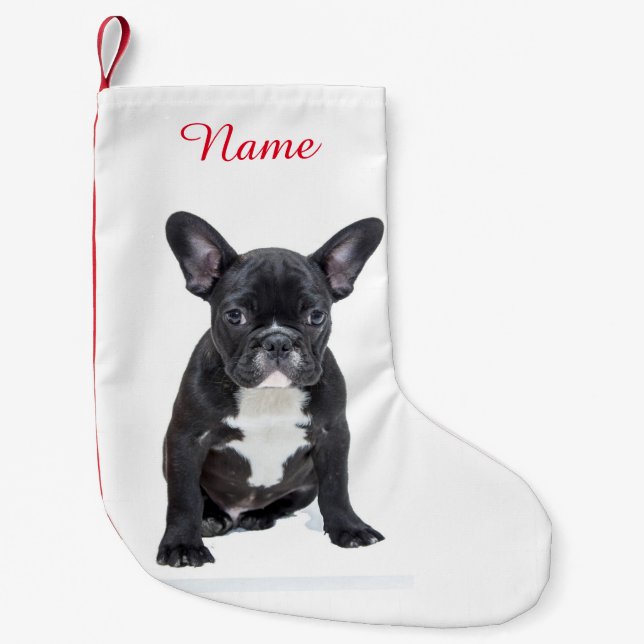 Custom Niedlich French Bulldog Puppy Kleiner Weihnachtsstrumpf (Vorderseite)