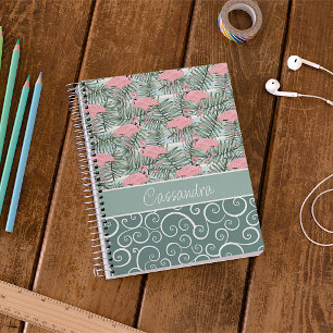 Custom Niedlich Fun Pink Flamingoes Palm Leafs Mus Notizblock