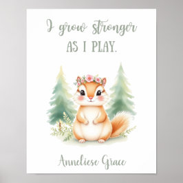 Custom Niedlich Girls Eichhörnchen Woodland Animal Poster