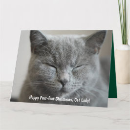 Custom Niedlich Grey Kitty Foto Purr-fect Weihnach Karte