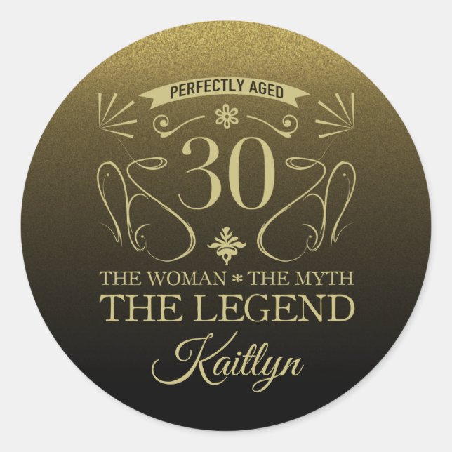 Custom Niedlich Happy 30. Geburtstag Runder Aufkleber (Vorderseite)