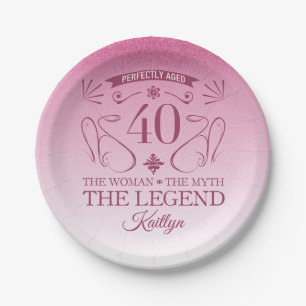Custom Niedlich Happy 40. Geburtstag Pappteller