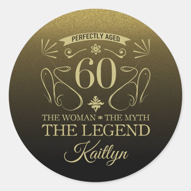 Custom Niedlich Happy 60. Geburtstag Runder Aufkleber (Vorderseite)