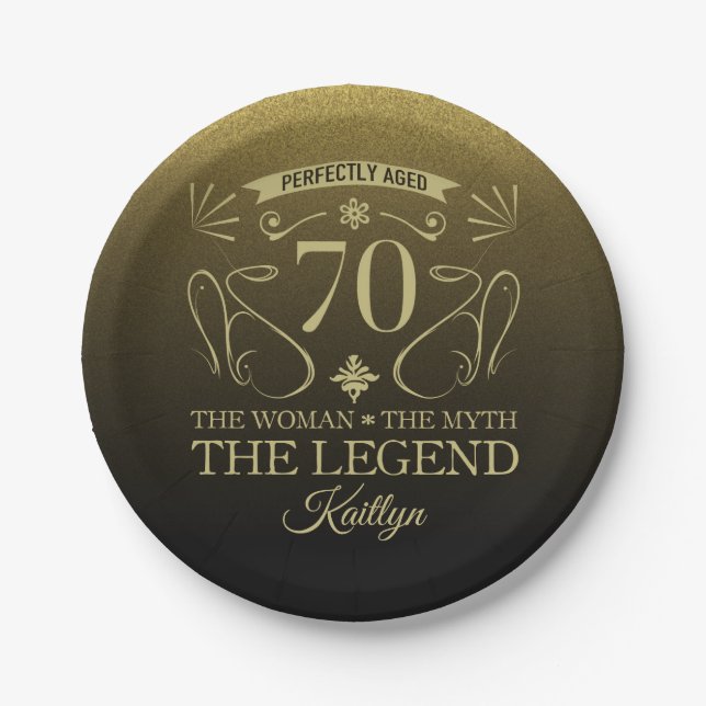 Custom Niedlich Happy 70. Geburtstag Pappteller (Vorderseite)