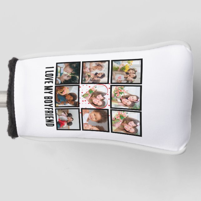 Custom Niedlich I Liebe meinem Freund 9 Foto Colla Golf Headcover (Vorderseite)