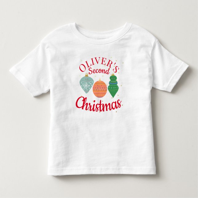 Custom Niedlich Kawaii Ornament Zweites Weihnachts Kleinkind T-shirt (Vorderseite)