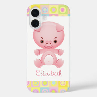Custom Niedlich Kawaii Pink Pig iPhone 16 Hülle