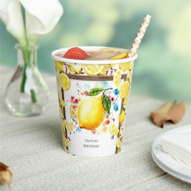 Custom Niedlich Lemon Birthday Pappbecher (In Situ)