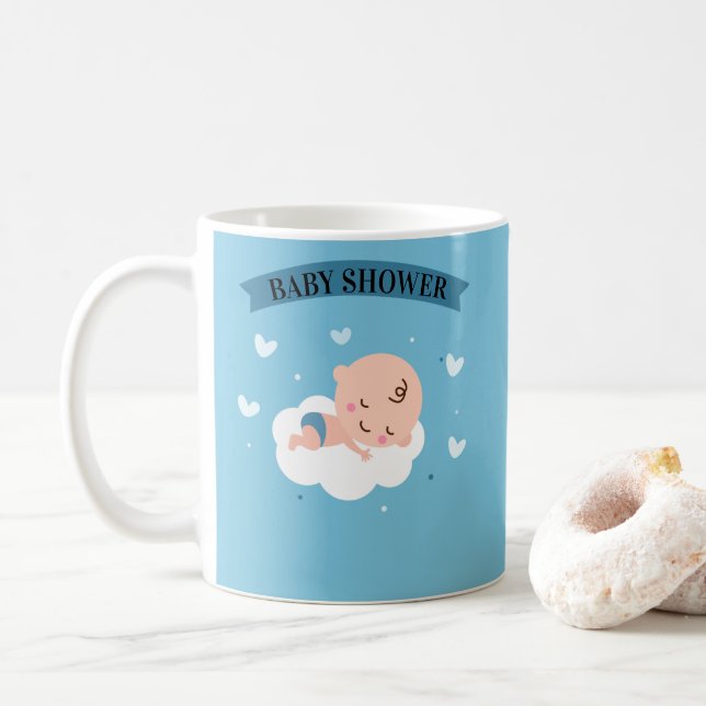 CUSTOM Niedlich Light Blue Baby Dusche Kaffeetasse (Mit Donut)