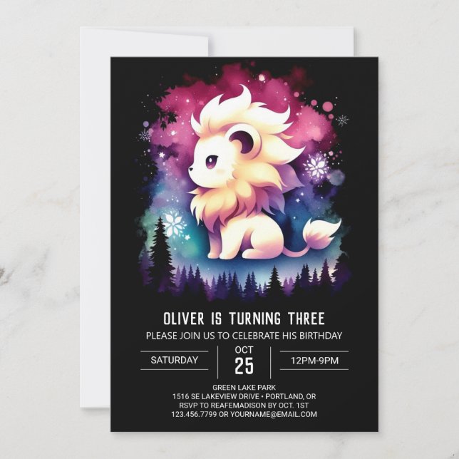Custom Niedlich Lion Birthday Einladung (Vorderseite)