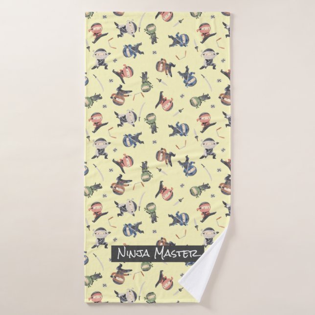 Custom Niedlich Ninja Muster Green Blue Orange Yel Badhandtuch Set (Badehandtuch)