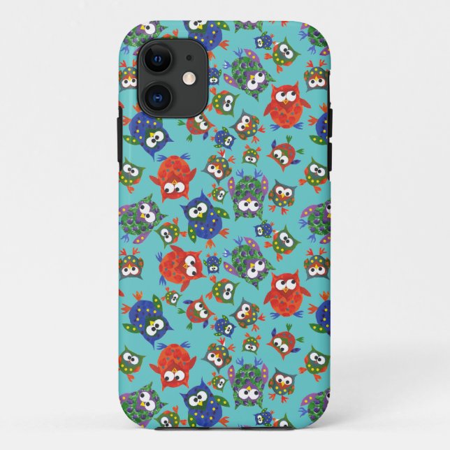 Custom Niedlich Owls iPhone 5 Fall: Red, Blue, Gre Case-Mate iPhone Hülle (Rückseite)
