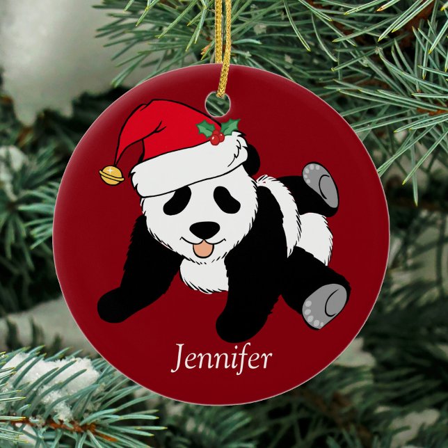 Custom Niedlich Panda Bär Kinder Rot Keramikornament (Von Creator hochgeladen)