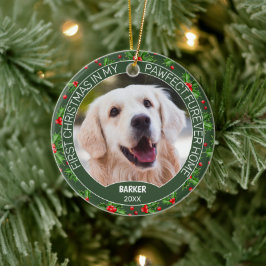 Custom Niedlich Pet Foto 1. Weihnachtsfest auf Hol Keramik Ornament