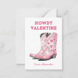 Custom Niedlich Pink Cowboy Boot Howdy Valentine's Mitteilungskarte
