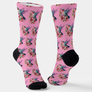 Custom Niedlich Pink Lila Hummingbird Foto Socken