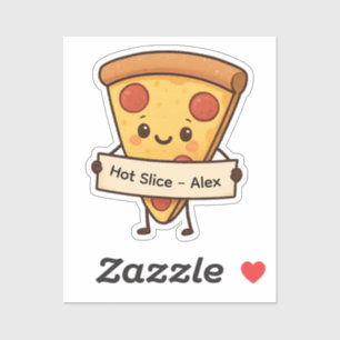 Custom Niedlich Pizza Slice Sticker - Personalisie