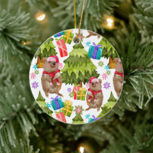 Custom Niedlich Quokka Weihnachten Keramik Ornament