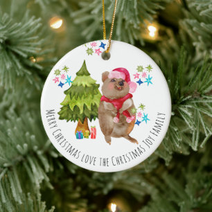 Custom Niedlich Quokka Weihnachts-Keramik Ornament
