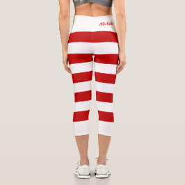 Custom Niedlich Red White Stripes Candy Cane Weihn Capri Leggings