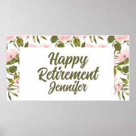 Custom Niedlich rosa Blumengrün Happy Retirement Poster