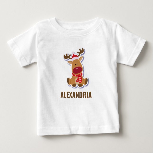 Custom niedlich Rudolph Rentier Weihnachtsmann Cla Baby T-shirt (Vorderseite)