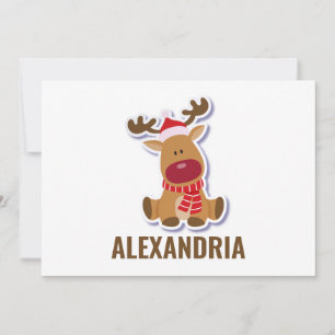 Custom niedlich Rudolph Rentier Weihnachtsmann Cla Dankeskarte