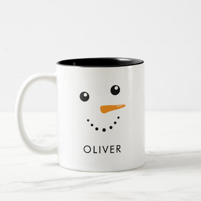 Custom Niedlich Snowman Face Tasse (Links)