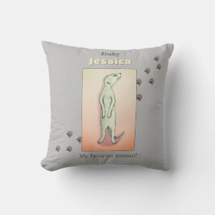 Custom Niedlich Soft Grau Peach Meerkat Baby Name Kissen