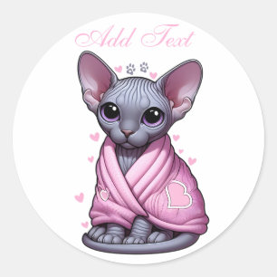 Custom Niedlich Sphynx Kitten Cat Personalisiert Runder Aufkleber