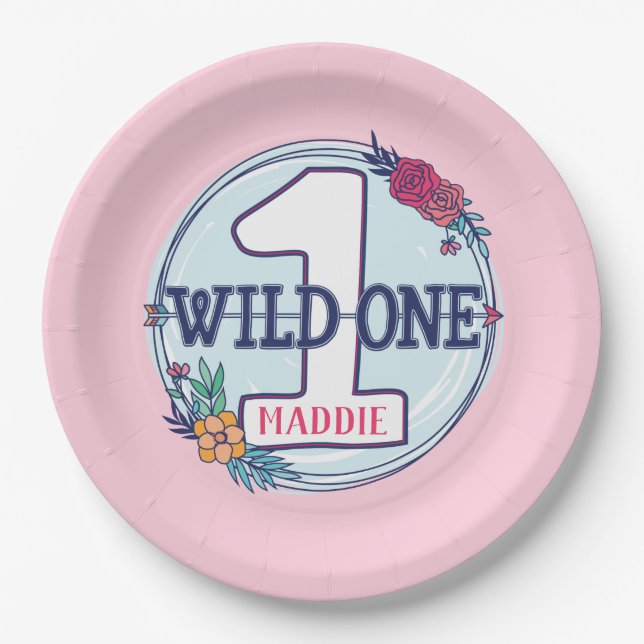 Custom Niedlich Teepee Boho Tribal Erster Geburtst Pappteller (Vorderseite)