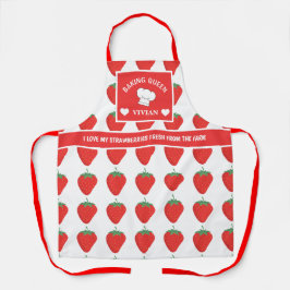 Custom Niedlich Trendy White & Red Erdbeeren Backe Schürze