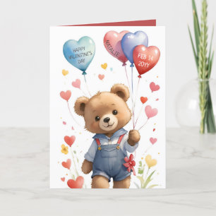 Custom Niedlich Watercolor Teddy Bären Valentinsta Feiertagskarte