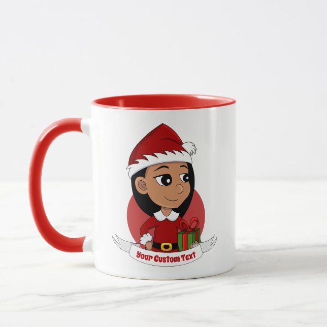 Custom niedliche Weihnachtsmädchen Cartoon Tasse (Links)