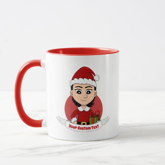 Custom niedliche Weihnachtsmädchen Cartoon Tasse (Links)