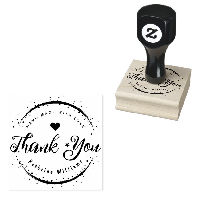 CUSTOM | NIEDLICHER HERZELEGANT DANKEN SIE RUBBER  GUMMISTEMPEL (Stempel)