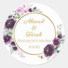 Custom Nikkah Shaadi Islamic Wedding Floral Runder Aufkleber