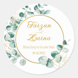 Custom Nikkah Shaadi Islamic Wedding Floral Runder Aufkleber