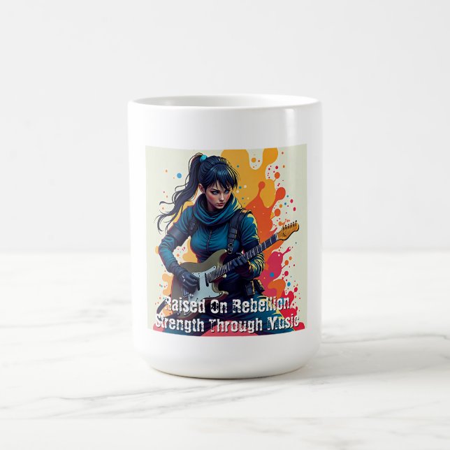 Custom Ninja Girl Gitarrist Art Inspiration Kaffeetasse (Mittel)