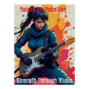 Custom Ninja Girl Gitarrist Art Inspiration Poster