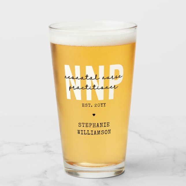 Custom NNP Neonatal Nurse Practitioner Glas (Vorne (Gefüllt))