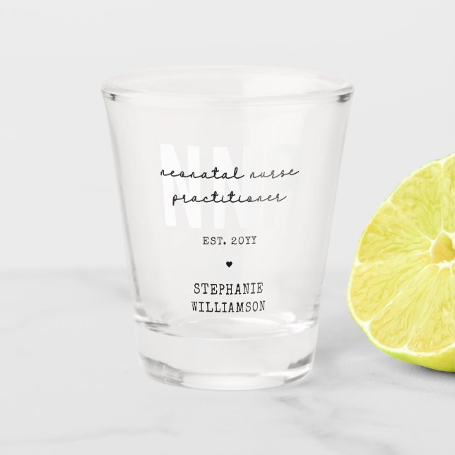 Custom NNP Neonatal Nurse Practitioner Schnapsglas (Vorderseite)