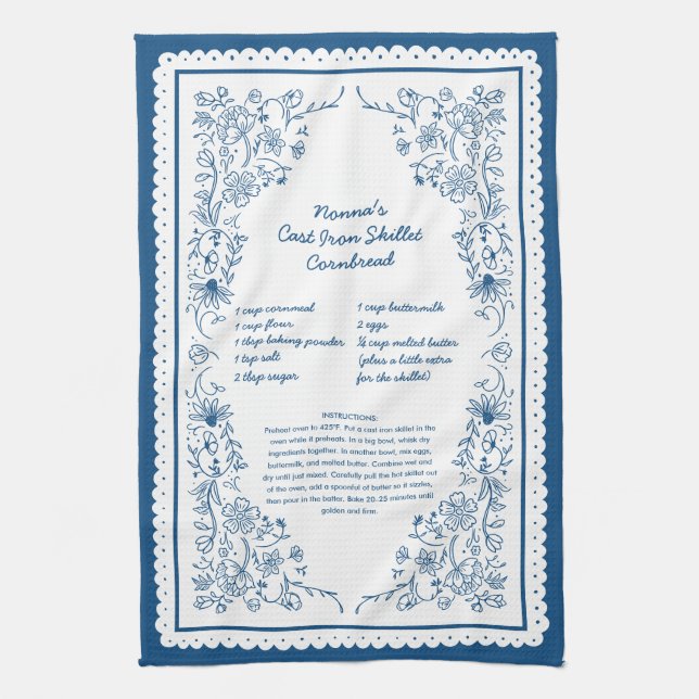 Custom Nonna’s Recipe Keepsake Tea Towel Geschirrtuch (Vertikal)