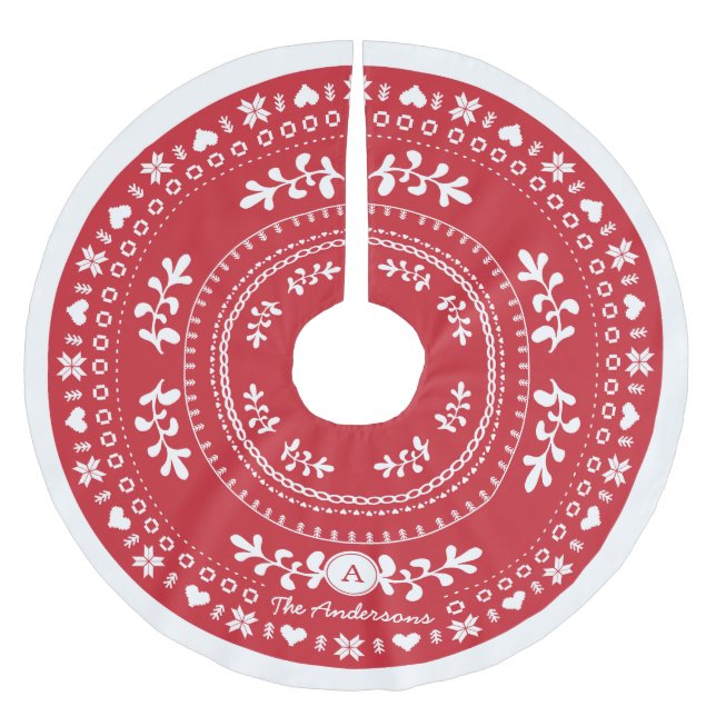 Custom Nordic Christmas Tree Skirt Polyester Weihnachtsbaumdecke (Vorderseite)