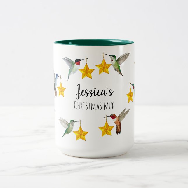 Custom North American Hummingbirds Christmas Zweifarbige Tasse (Mittel)