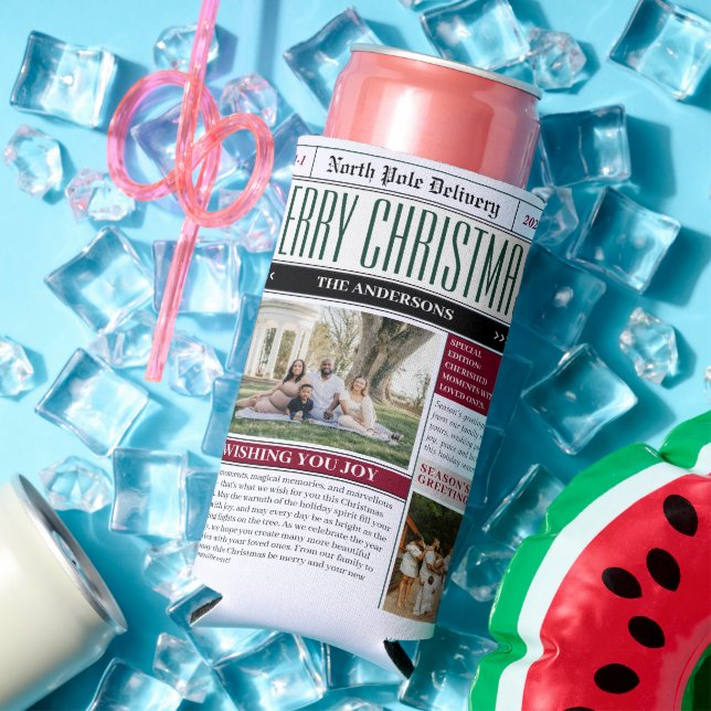 Custom North Pole Newspaper Weihnachtsfest-Foto Selters Dosenkühler (In Situ Sommer)