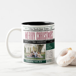 Custom North Pole Newspaper Weihnachtsfest-Foto Zweifarbige Tasse