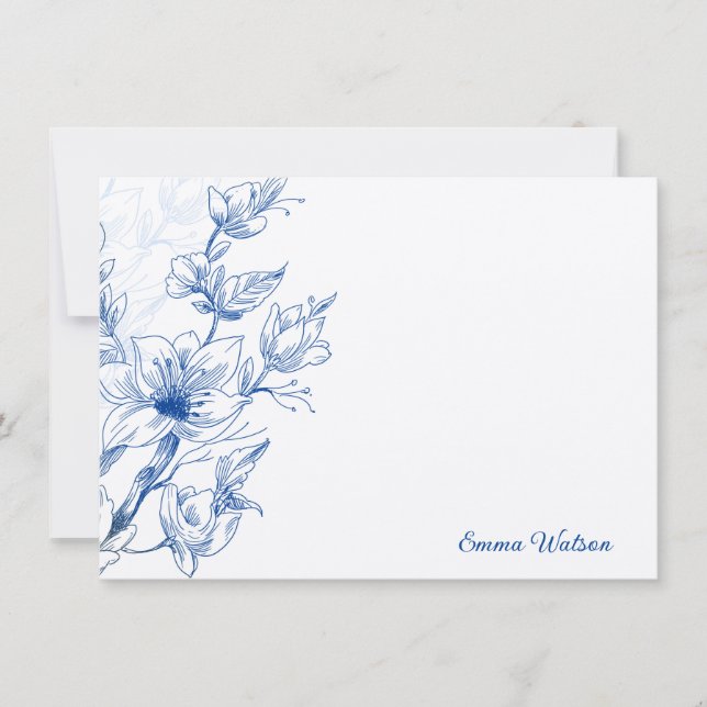 Custom Note Card Blue Magnolia Mitteilungskarte (Vorderseite)