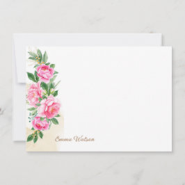 Custom Note Card Floral Peonies Mitteilungskarte