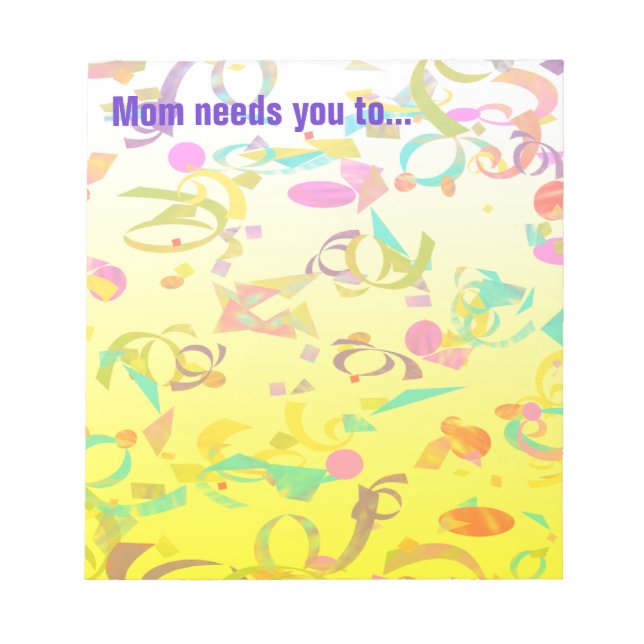 Custom Note Yellow Ombre Colorful Confetti Toss Notizblock (Vorderseite)